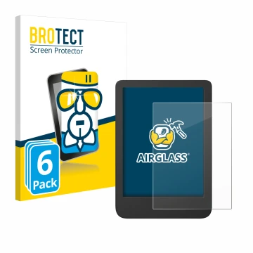 Parte frontal de un envase de producto con el logotipo de la marca BROTECT. Al lado se muestra el dispositivo Tolino Shine 5 C