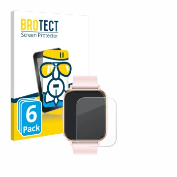 Parte frontal de un envase de producto con el logotipo de la marca BROTECT. Al lado se muestra el dispositivo walkbee Smartwat