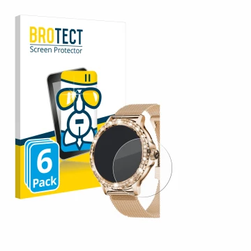 Parte frontal de un envase de producto con el logotipo de la marca BROTECT. Al lado se muestra el dispositivo walkbee Smartwat