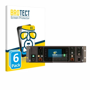 Parte frontal de un envase de producto con el logotipo de la marca BROTECT. Al lado se muestra el dispositivo Behringer X32 Ra