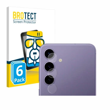 Parte frontal de un envase de producto con el logotipo de la marca BROTECT. Al lado se muestra el dispositivo Samsung Galaxy S