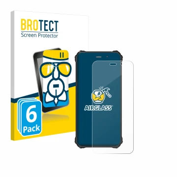Parte frontal de un envase de producto con el logotipo de la marca BROTECT. Al lado se muestra el dispositivo Fossibot F101P c