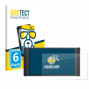 Parte frontal de un envase de producto con el logotipo de la marca BROTECT. Al lado se muestra el dispositivo Portkeys PT6 con