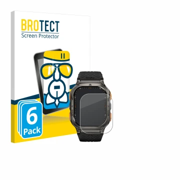 Parte frontal de un envase de producto con el logotipo de la marca BROTECT. Al lado se muestra el dispositivo Kospet Tank M3 U