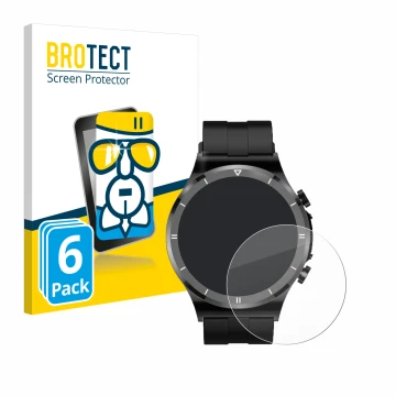 Parte frontal de un envase de producto con el logotipo de la marca BROTECT. Al lado se muestra el dispositivo Sanorum Smartwat
