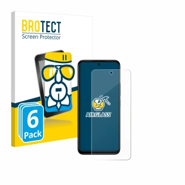 Parte frontal de un envase de producto con el logotipo de la marca BROTECT. Al lado se muestra el dispositivo Xiaomi Redmi 13 