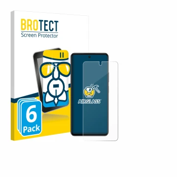 Parte frontal de un envase de producto con el logotipo de la marca BROTECT. Al lado se muestra el dispositivo Oppo A79 5G con 