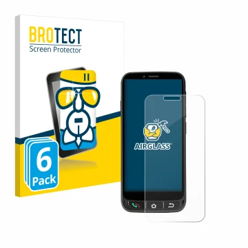 Parte frontal de un envase de producto con el logotipo de la marca BROTECT. Al lado se muestra el dispositivo SPC Zeus 4G Pro 