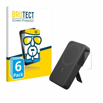 Parte frontal de un envase de producto con el logotipo de la marca BROTECT. Al lado se muestra el dispositivo Anker MagGo con 