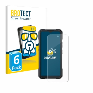 Parte frontal de un envase de producto con el logotipo de la marca BROTECT. Al lado se muestra el dispositivo Cubot King Kong 