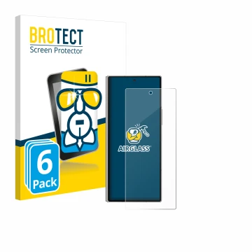 Parte frontal de un envase de producto con el logotipo de la marca BROTECT. Al lado se muestra el dispositivo Samsung Galaxy Z