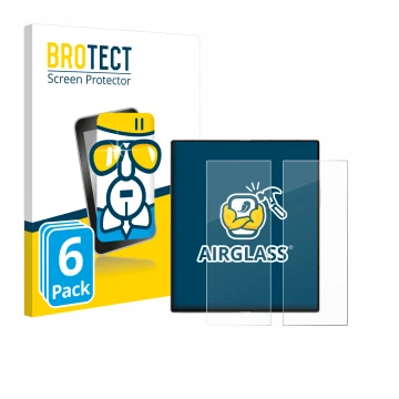 Parte frontal de un envase de producto con el logotipo de la marca BROTECT. Al lado se muestra el dispositivo Samsung Galaxy Z