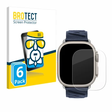 Parte frontal de un envase de producto con el logotipo de la marca BROTECT. Al lado se muestra el dispositivo Apple Watch Herm