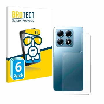 Parte frontal de un envase de producto con el logotipo de la marca BROTECT. Al lado se muestra el dispositivo Xiaomi 14T Pro (