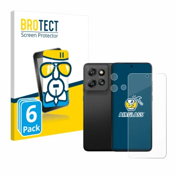 Parte frontal de un envase de producto con el logotipo de la marca BROTECT. Al lado se muestra el dispositivo Motorola ThinkPh