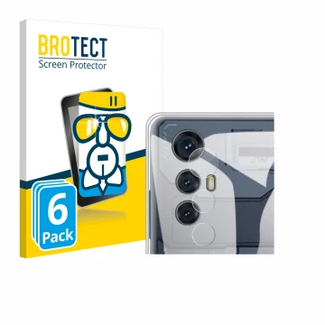 Parte frontal de un envase de producto con el logotipo de la marca BROTECT. Al lado se muestra el dispositivo Cubot Max 5 (SÓL
