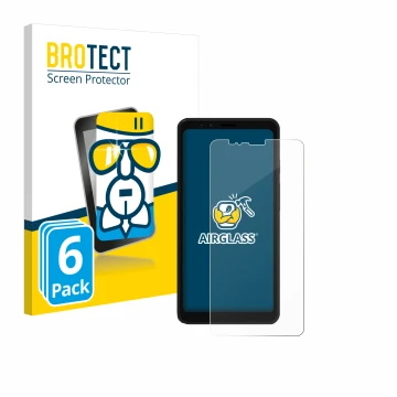 Parte frontal de un envase de producto con el logotipo de la marca BROTECT. Al lado se muestra el dispositivo Bigme Hibreak E 