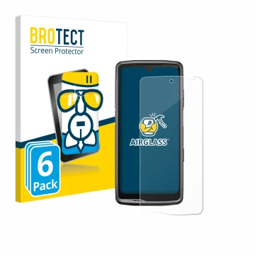 Parte frontal de un envase de producto con el logotipo de la marca BROTECT. Al lado se muestra el dispositivo Crosscall Stella