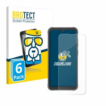 Parte frontal de un envase de producto con el logotipo de la marca BROTECT. Al lado se muestra el dispositivo Blackview BV5200