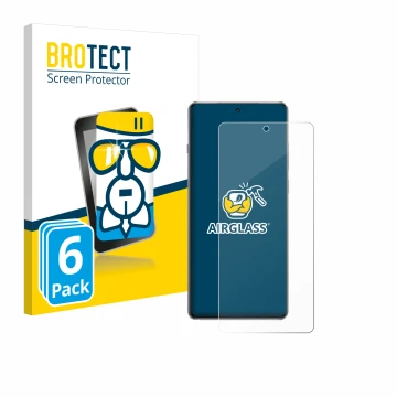 Parte frontal de un envase de producto con el logotipo de la marca BROTECT. Al lado se muestra el dispositivo OnePlus 13R con 