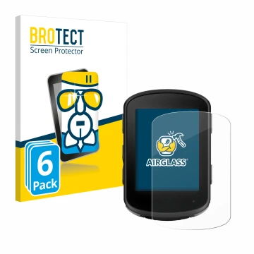 Parte frontal de un envase de producto con el logotipo de la marca BROTECT. Al lado se muestra el dispositivo Garmin Edge 840 