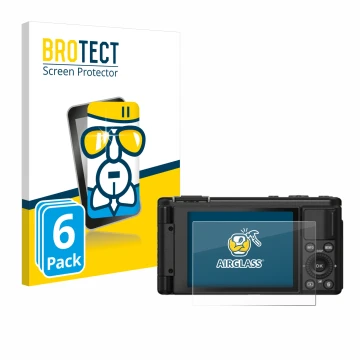 Parte frontal de un envase de producto con el logotipo de la marca BROTECT. Al lado se muestra el dispositivo Yashica City 100