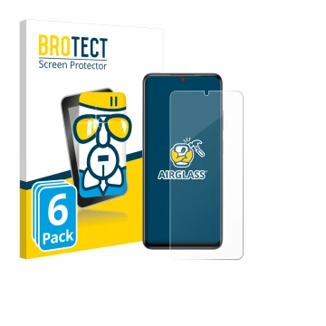 Parte frontal de un envase de producto con el logotipo de la marca BROTECT. Al lado se muestra el dispositivo ZTE Blade V70 Ma