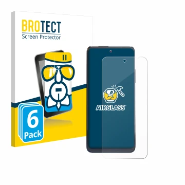 Parte frontal de un envase de producto con el logotipo de la marca BROTECT. Al lado se muestra el dispositivo Thuraya One con 