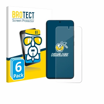 Parte frontal de un envase de producto con el logotipo de la marca BROTECT. Al lado se muestra el dispositivo Samsung Galaxy S