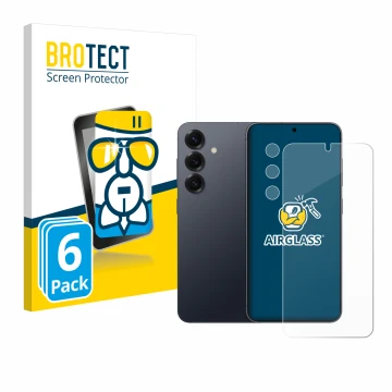 Parte frontal de un envase de producto con el logotipo de la marca BROTECT. Al lado se muestra el dispositivo Samsung Galaxy S