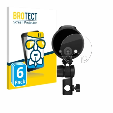 Parte frontal de un envase de producto con el logotipo de la marca BROTECT. Al lado se muestra el dispositivo Profoto A2 con s