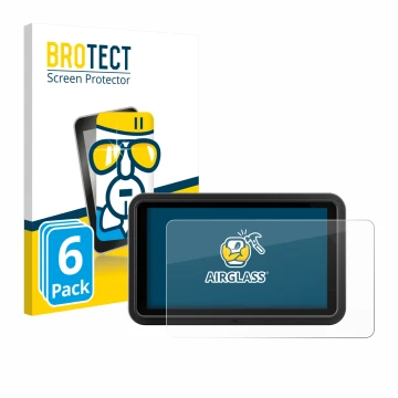 Parte frontal de un envase de producto con el logotipo de la marca BROTECT. Al lado se muestra el dispositivo Atomos Shinobi G