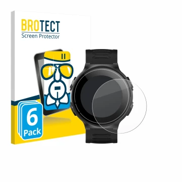 Parte frontal de un envase de producto con el logotipo de la marca BROTECT. Al lado se muestra el dispositivo Kiprun GPS 500 C