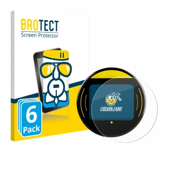 Parte frontal de un envase de producto con el logotipo de la marca BROTECT. Al lado se muestra el dispositivo Nayax Onyx con s