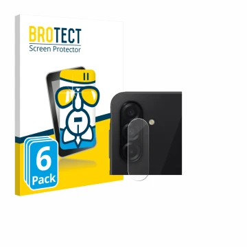 Parte frontal de un envase de producto con el logotipo de la marca BROTECT. Al lado se muestra el dispositivo Samsung Galaxy A