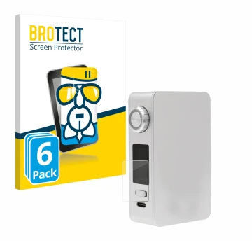 Parte frontal de un envase de producto con el logotipo de la marca BROTECT. Al lado se muestra el dispositivo Lost Vape Centau