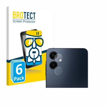 Parte frontal de un envase de producto con el logotipo de la marca BROTECT. Al lado se muestra el dispositivo Samsung Galaxy A