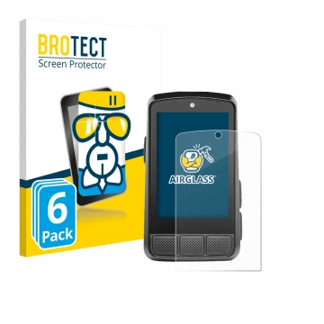 Parte frontal de un envase de producto con el logotipo de la marca BROTECT. Al lado se muestra el dispositivo Wahoo Elemnt Bol