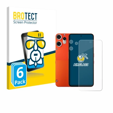 Parte frontal de un envase de producto con el logotipo de la marca BROTECT. Al lado se muestra el dispositivo Nothing CMF Phon