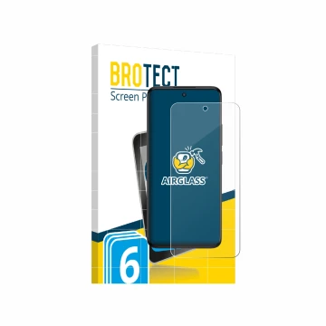 Parte frontal de un envase de producto con el logotipo de la marca BROTECT. Al lado se muestra el dispositivo TCL SE NxtPaper 
