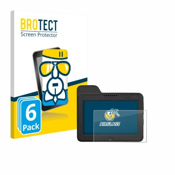 Parte frontal de un envase de producto con el logotipo de la marca BROTECT. Al lado se muestra el dispositivo Naviter Omni con
