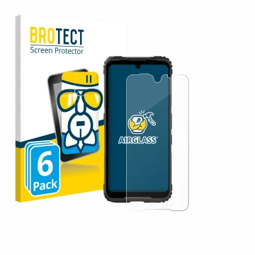 Parte frontal de un envase de producto con el logotipo de la marca BROTECT. Al lado se muestra el dispositivo Hammer Blade 5G 