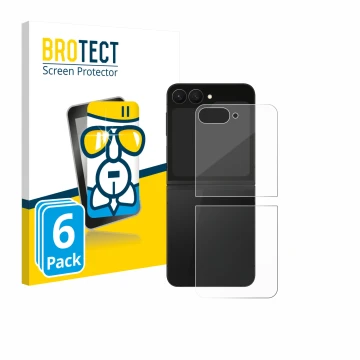 Parte frontal de un envase de producto con el logotipo de la marca BROTECT. Al lado se muestra el dispositivo Samsung Galaxy Z