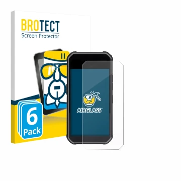 Parte frontal de un envase de producto con el logotipo de la marca BROTECT. Al lado se muestra el dispositivo SkyCaddie Pro 5X