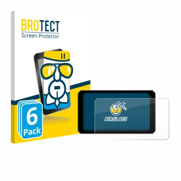 Parte frontal de un envase de producto con el logotipo de la marca BROTECT. Al lado se muestra el dispositivo Chigee AIO-6 Max