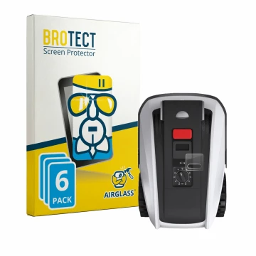 Parte frontal de un envase de producto con el logotipo de la marca BROTECT. Al lado se muestra el dispositivo Ecovacs Goat O80