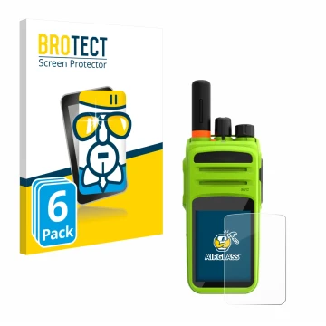 Parte frontal de un envase de producto con el logotipo de la marca BROTECT. Al lado se muestra el dispositivo Talkpod N58 Plus