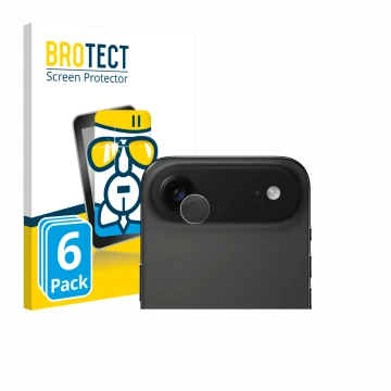 Parte frontal de un envase de producto con el logotipo de la marca BROTECT. Al lado se muestra el dispositivo Apple iPhone Air