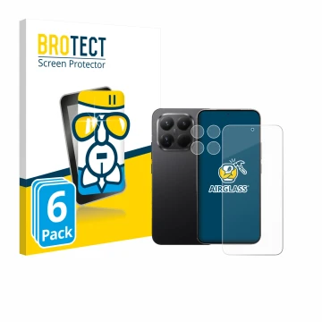 Parte frontal de un envase de producto con el logotipo de la marca BROTECT. Al lado se muestra el dispositivo Xiaomi 15T Pro (