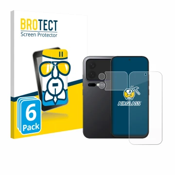 Parte frontal de un envase de producto con el logotipo de la marca BROTECT. Al lado se muestra el dispositivo Xiaomi 17 Pro (F
